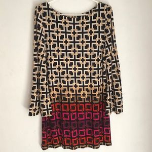 Jessica Howard Retro Print 3/4 Flare Sleeve Disco Babydoll Shift Dress [US 10]